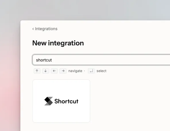 Connecting Shortcut in Spike by entering a Shortcut API key on the integration screen