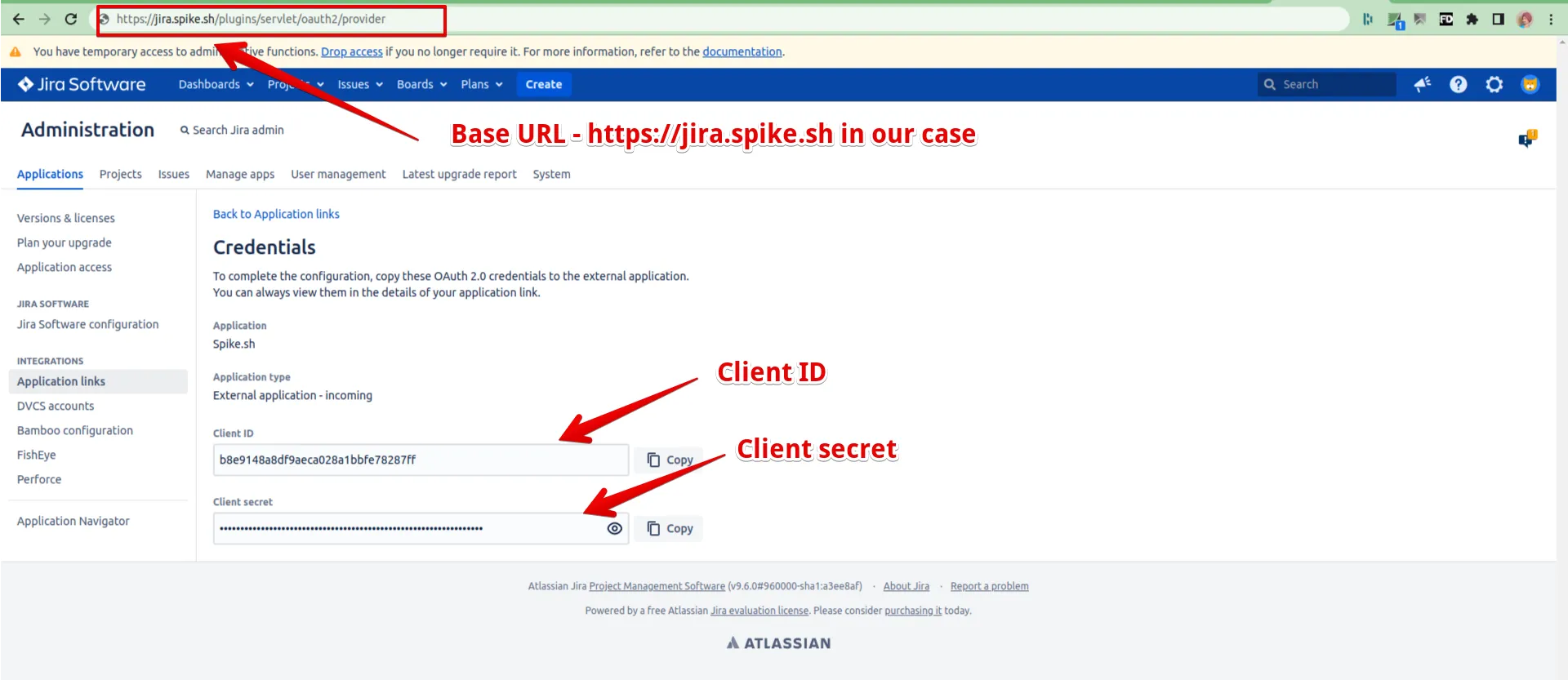 Granting Spike permission on the self-hosted Jira instance to finish authorising the Application Link