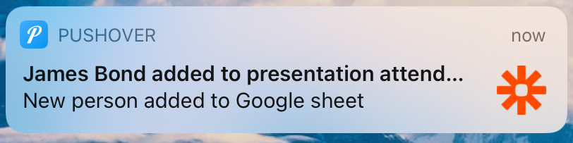 Push notification from Zapier and Pushover