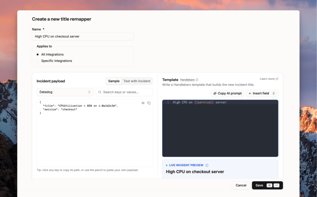 Turn raw alert titles into readable incident titles with Spike’s Title Remapper