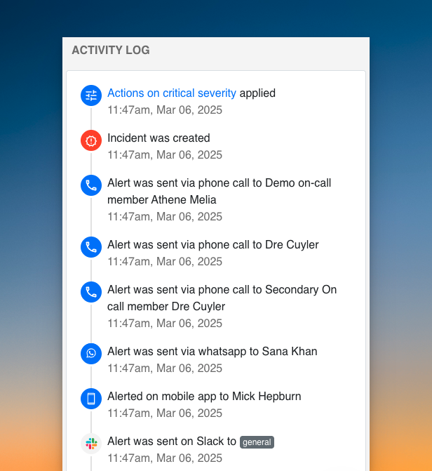 Activity log