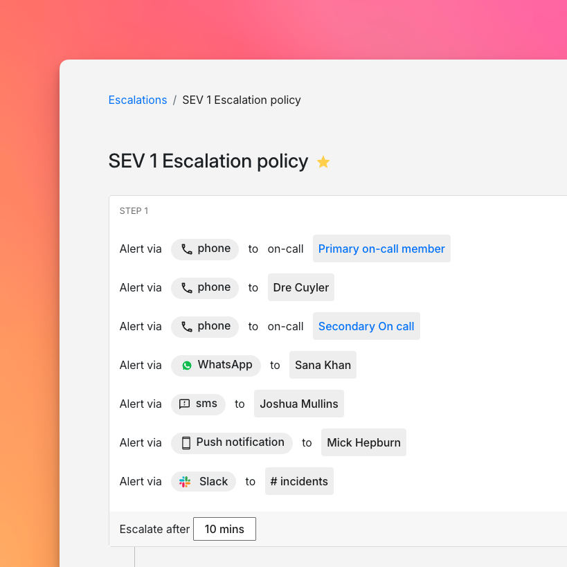 Escalation policy