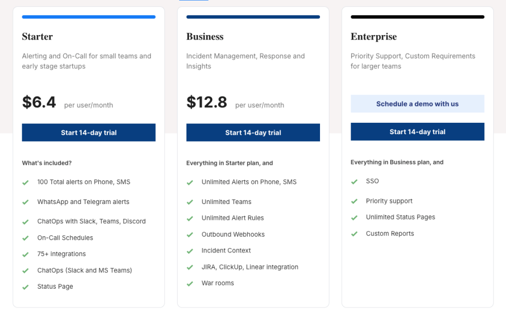 Spike’s pricing page