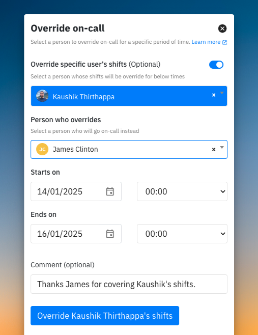 Spike's oncall override