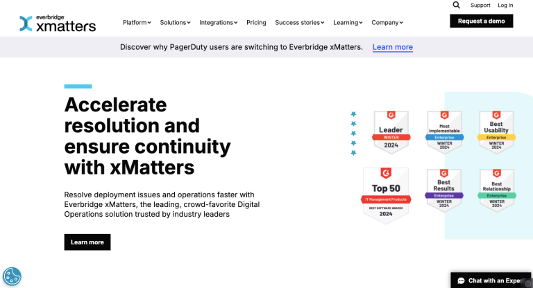 xMatters landing page