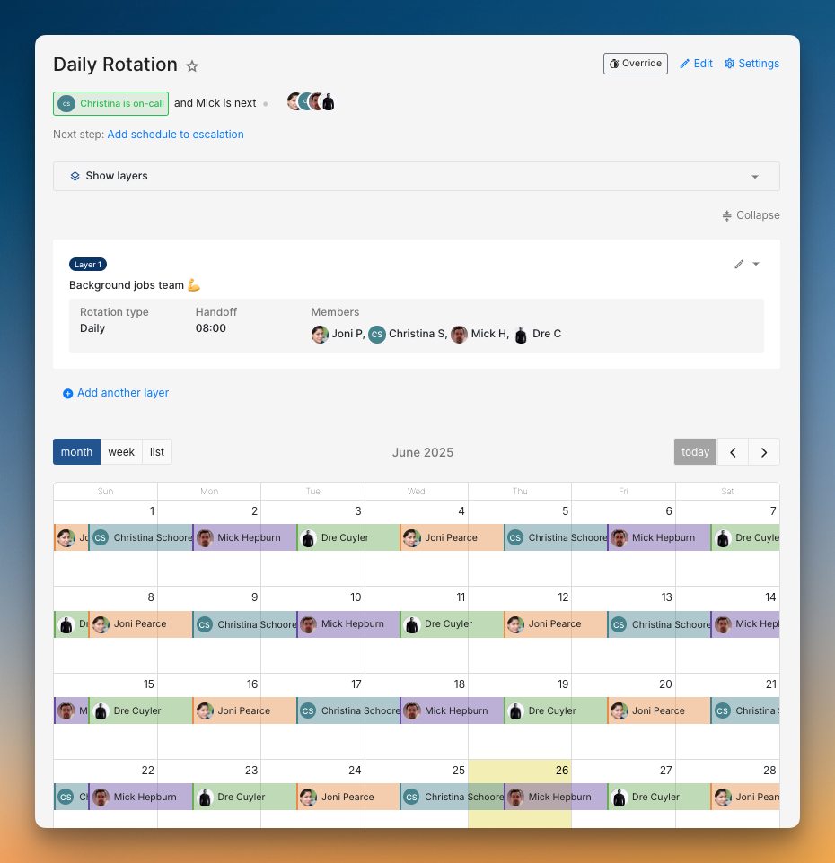 Editing on-call schedule in Spike