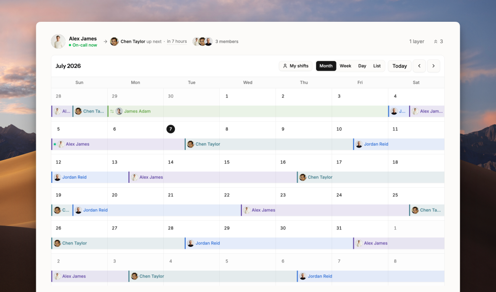 On-call schedule on Spike