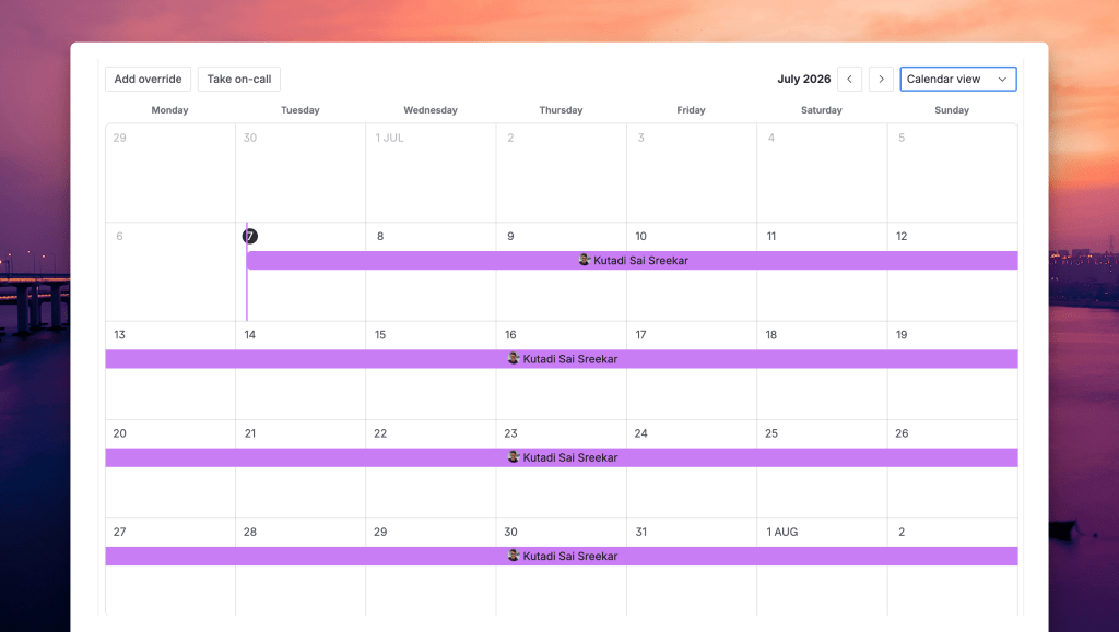 On-call schedule on JSM