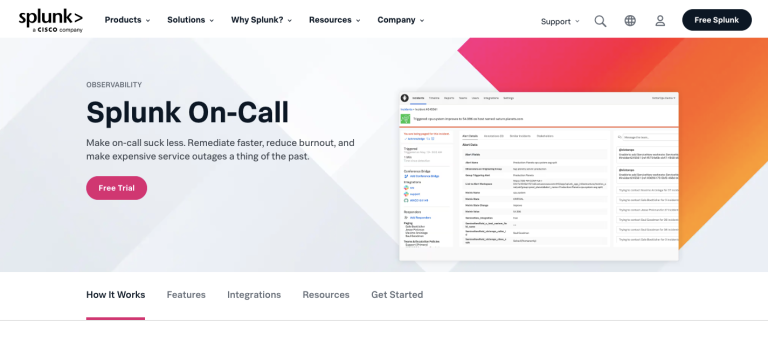 Splunk Oncall’s homepage