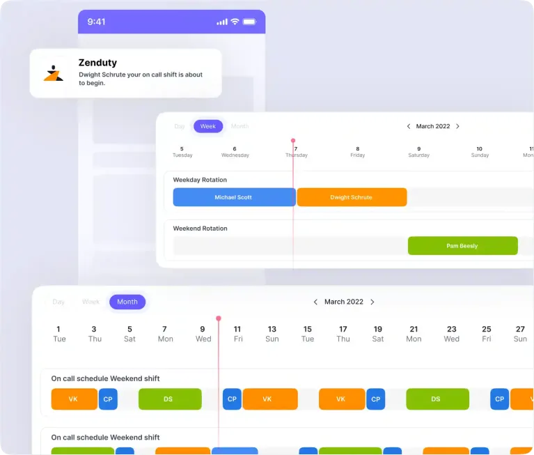 On-call schedule on Zenduty