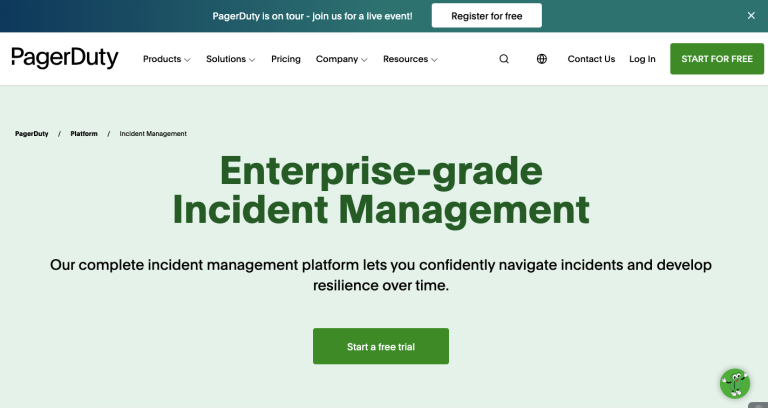 PagerDuty's homepage