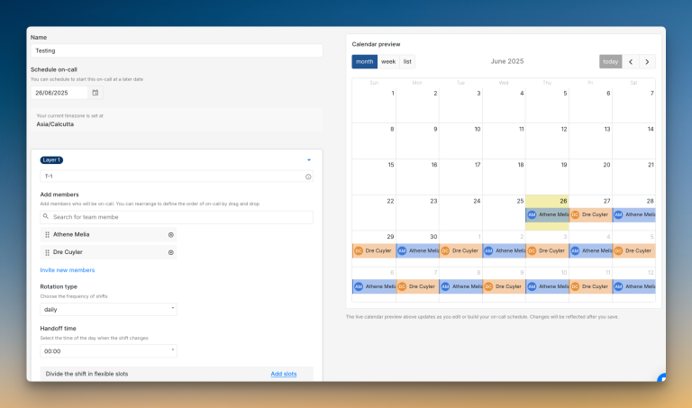 Spike’s calendar preview beside configuration settings