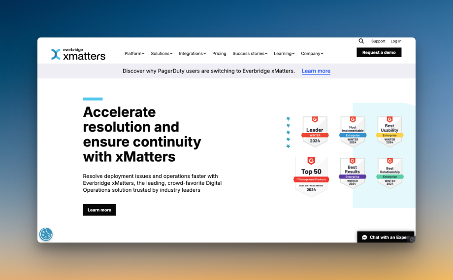 xMatters' homepage