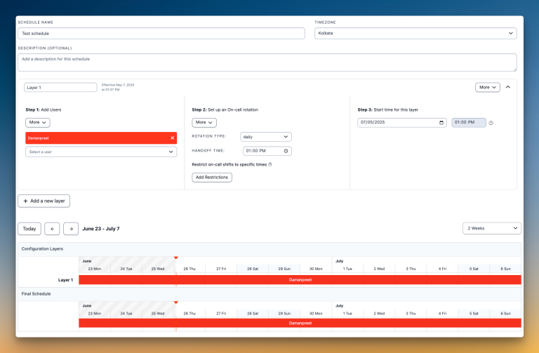 Creating on-call schedule in PagerDuty