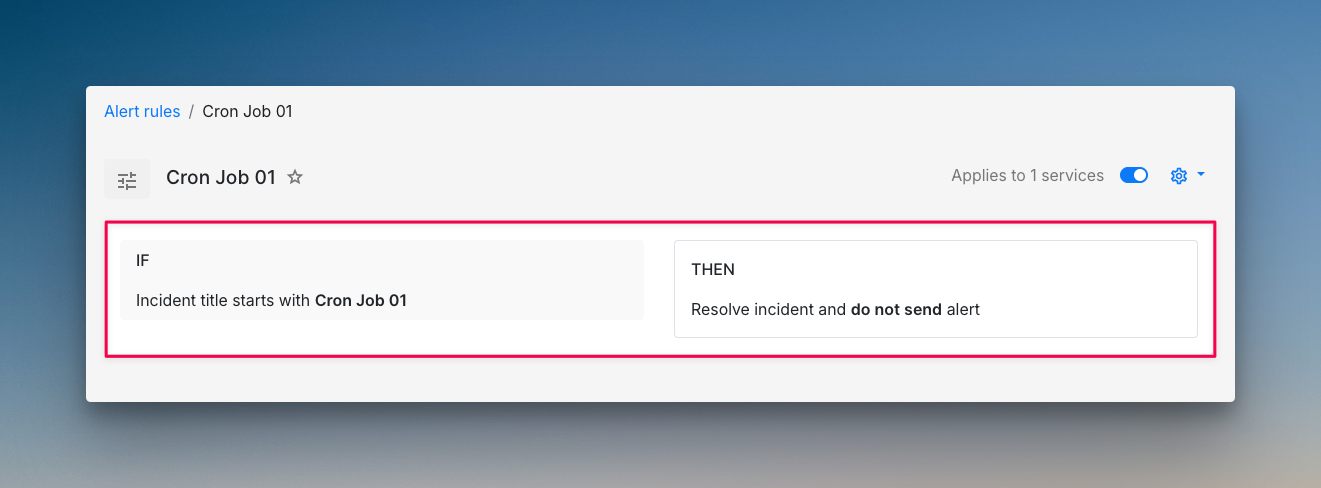 Example of an alert rule to reduce noise