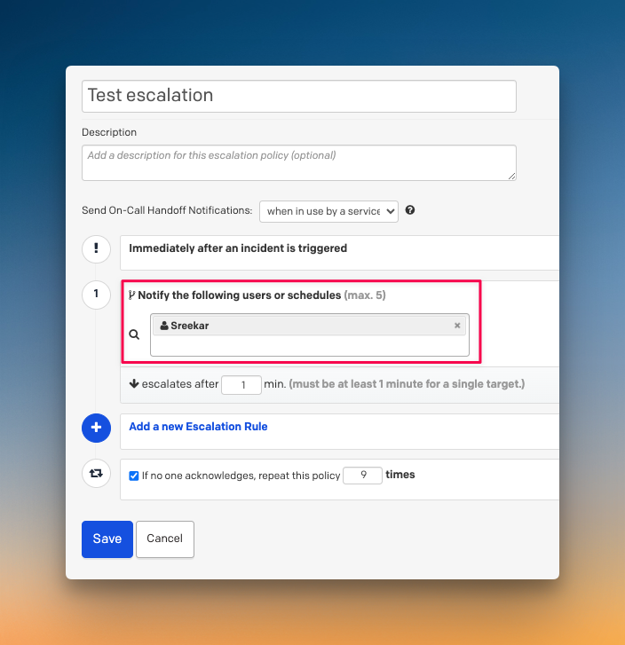 No option to specify how the user should be alerted (PagerDuty)