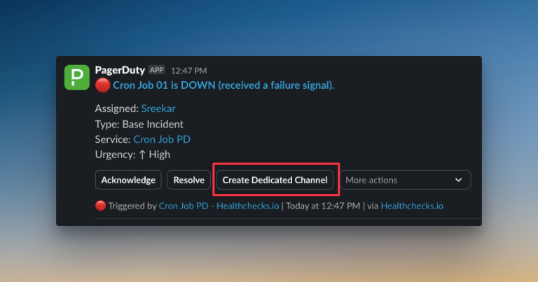 Option to create a dedicated channel on Slack (PagerDuty)