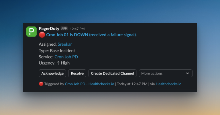 Alert on Slack (PagerDuty)