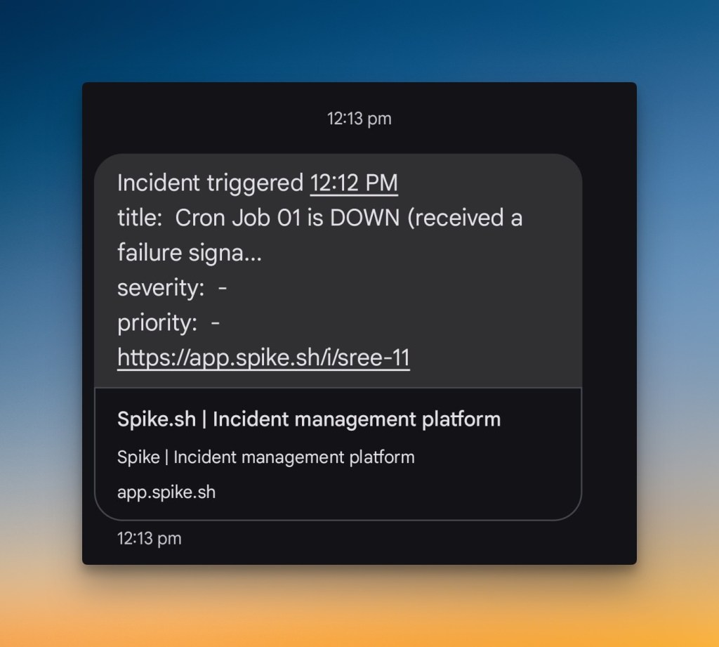 Spike's SMS alert