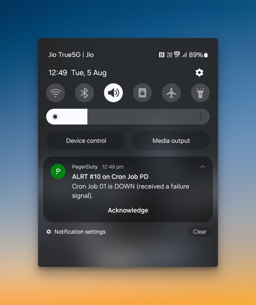 PagerDuty's push notification