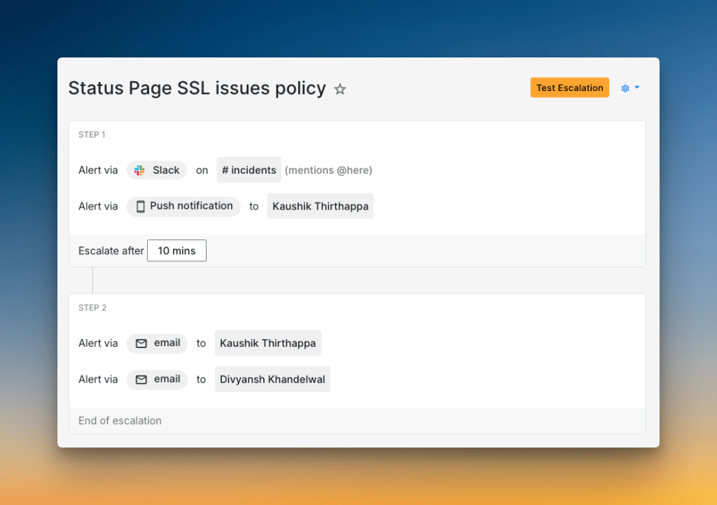 Example of an escalation policy