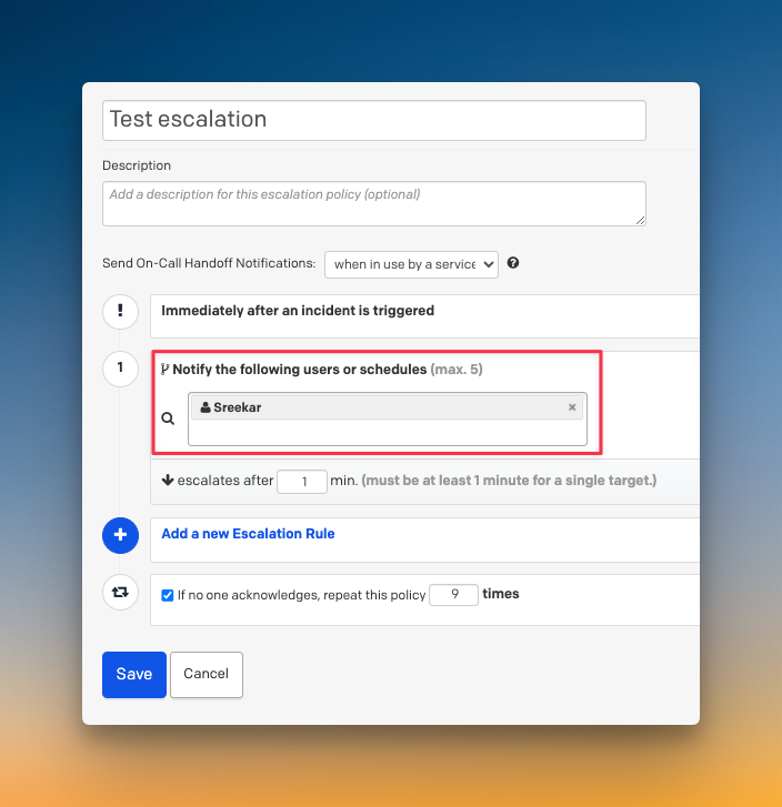 No option to specify how the user should be alerted (PagerDuty)