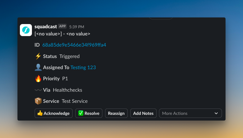 Alert on Slack (Squadcast)