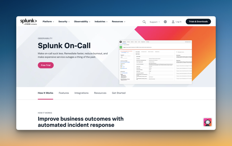 Splunk OnCall's homepage