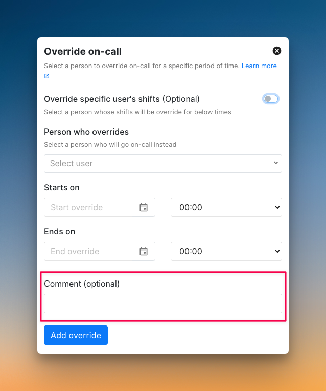 Option to add comments to overrides (Spike)