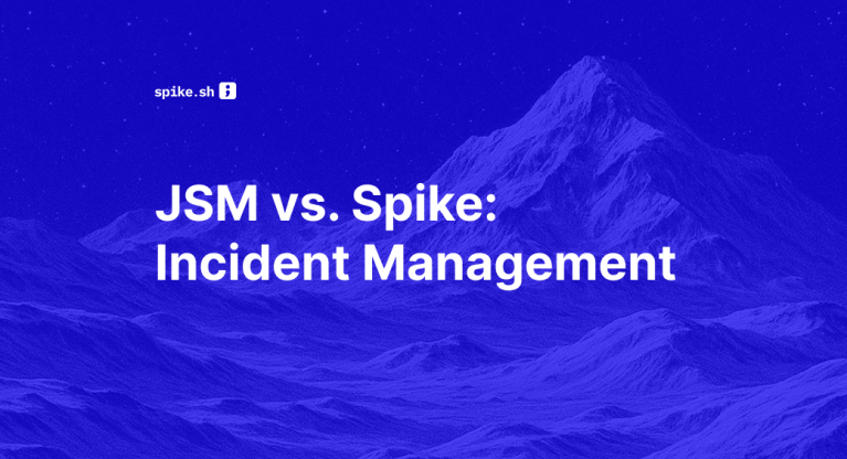 Blog cover titled "JSM vs. Spike: Incident Management"