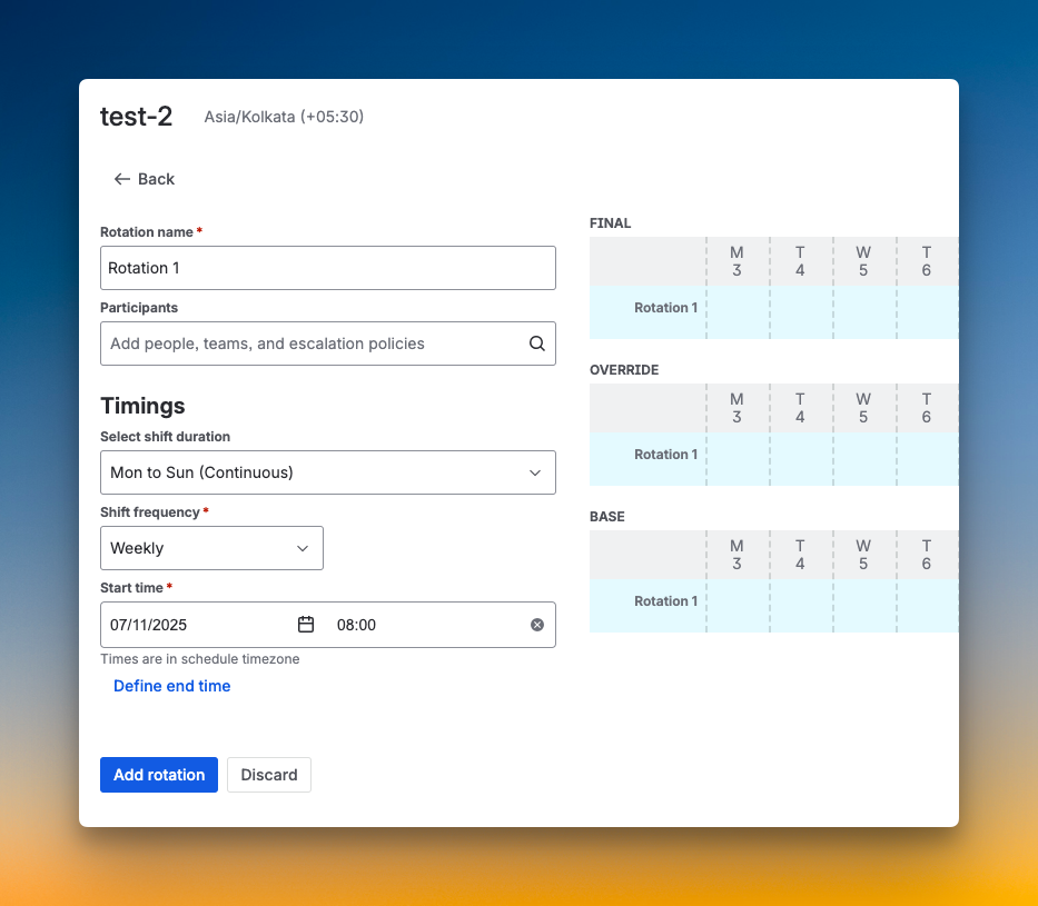 On-call schedule creation in JSM
