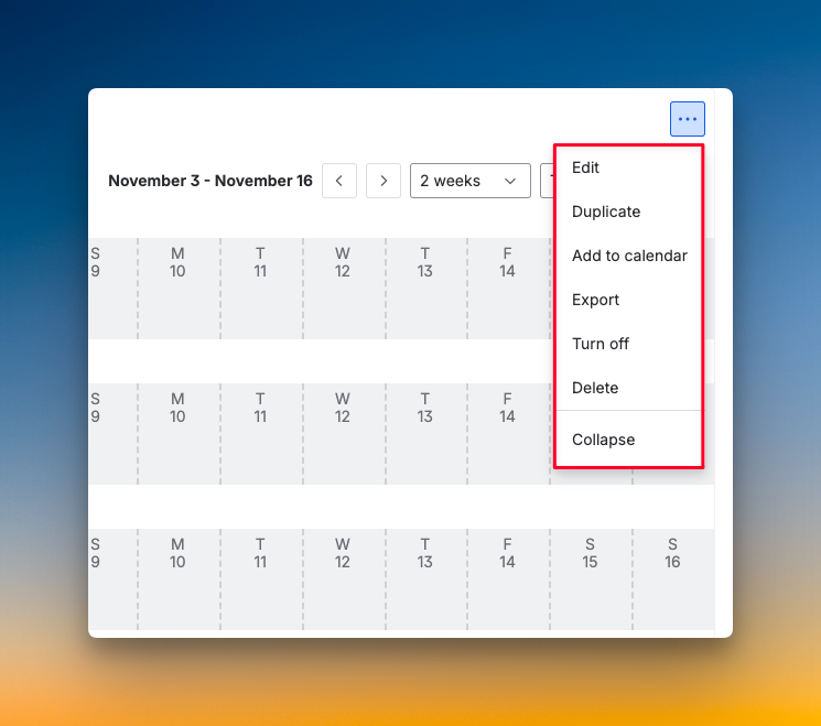 Schedule editing options in JSM