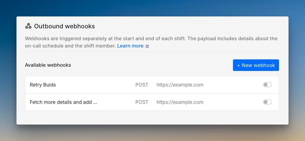 Webhooks for on-call shifts (Spike)