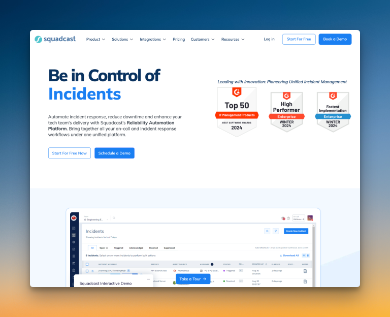 Squadcast's homepage