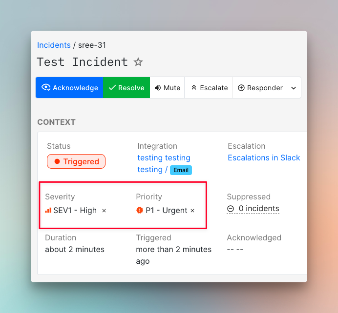 Setting incident's severity and priority on Spike