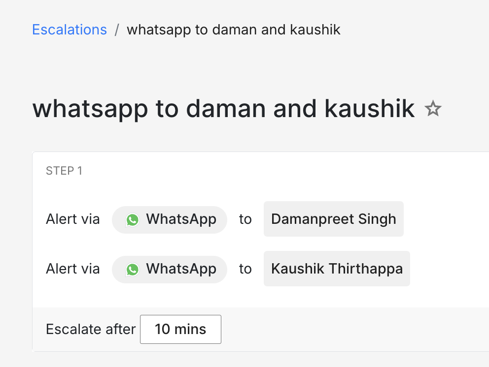 Escalation policy with backup responder on Spike