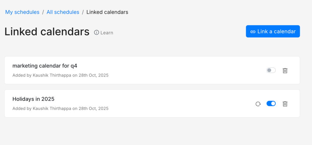 Holiday calendar linked to on-call schedules on Spike