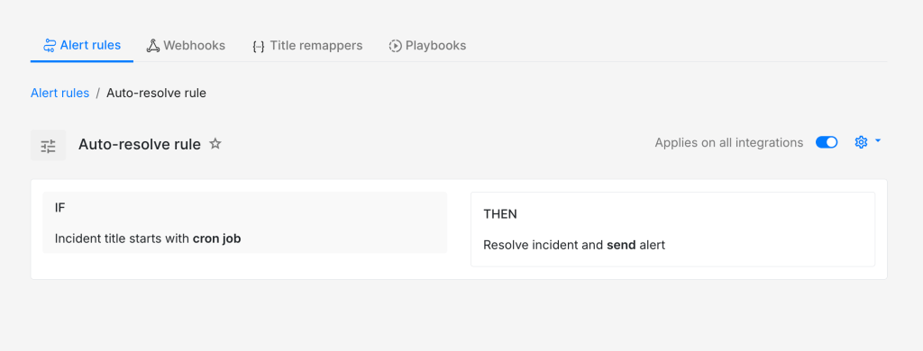 Auto-resolve incident rule (created on Spike)
