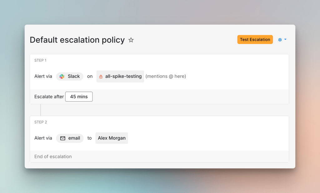 Example of default escalation policy