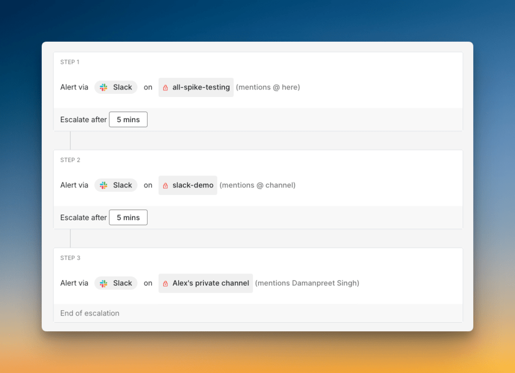 Slack mentions in escalation policies (Spike)