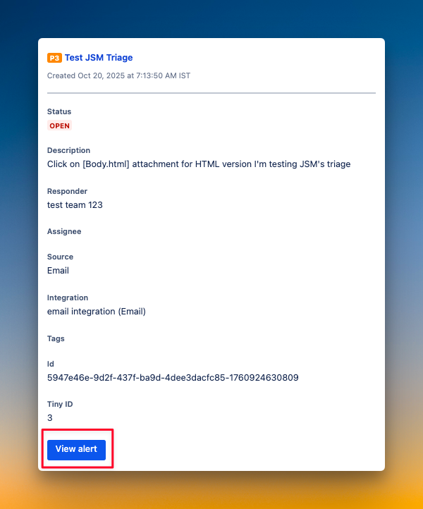 No option to ack/res by replying to the email alert. Can only view the alert. (JSM)