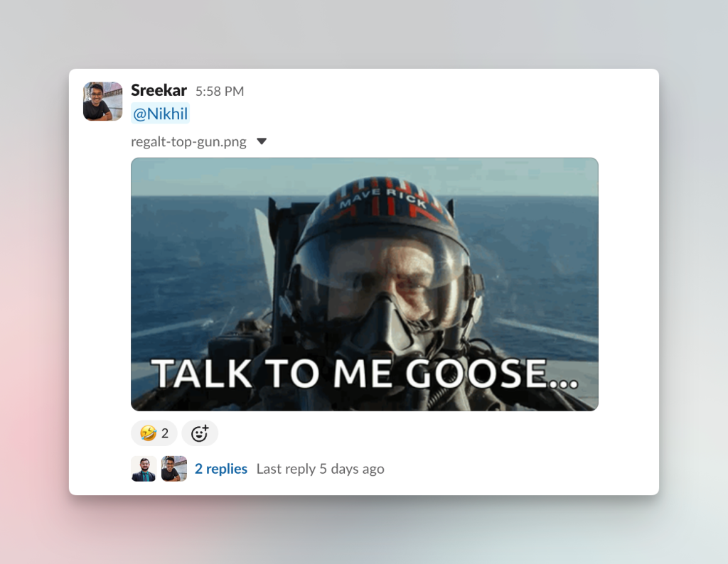 Chat screenshot from Slack